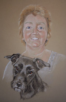 portrait og Gillian and her dog max